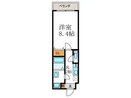 GRANDE COURT御園橋(1K/2階)の間取り写真