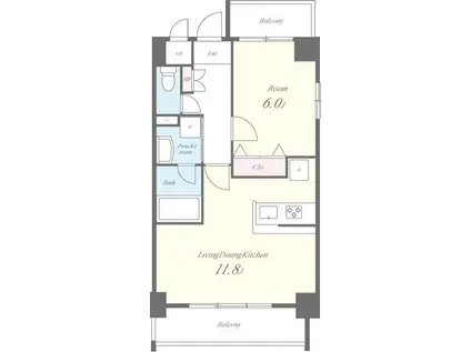 ヴォヤージュ(1LDK/7階)の間取り写真