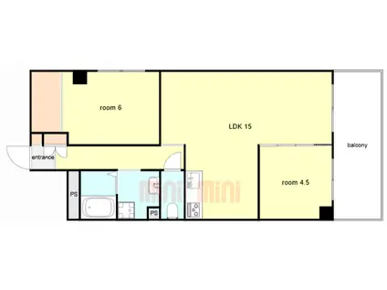 上高丸コーポラス(2LDK/4階)の間取り写真