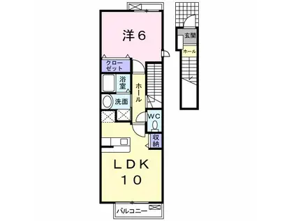 グロースモーアII(1LDK/2階)の間取り写真