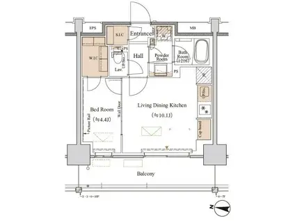 ブランシエスタ木場(1LDK/2階)の間取り写真