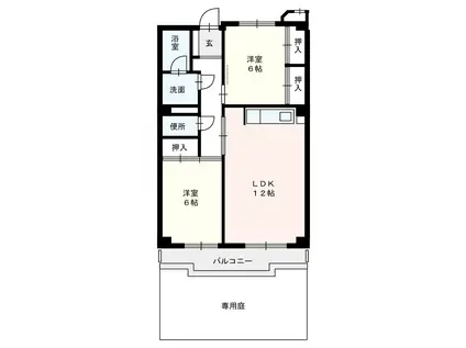 山王パークサイドビル(2LDK/1階)の間取り写真