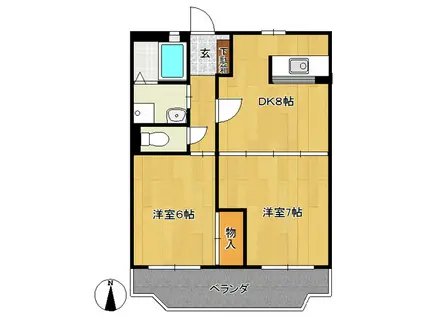 プラザシラサギ(2DK/2階)の間取り写真