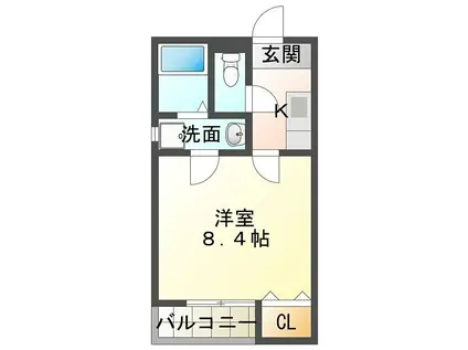 クレフラスト葵西B(1K/1階)の間取り写真