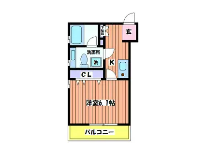 テラスファイブ(1K/2階)の間取り写真