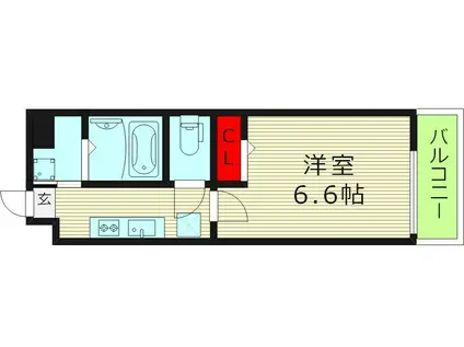 ワールドアイ大阪城イーストII(1K/9階)の間取り写真