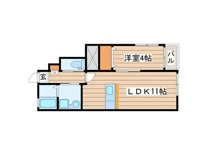 アヴァンサディアス(1LDK/1階)の間取り写真