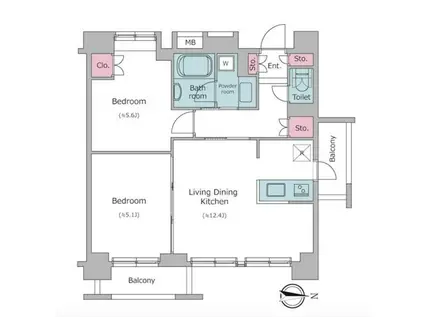 レジディア新宿イーストII(2LDK/8階)の間取り写真