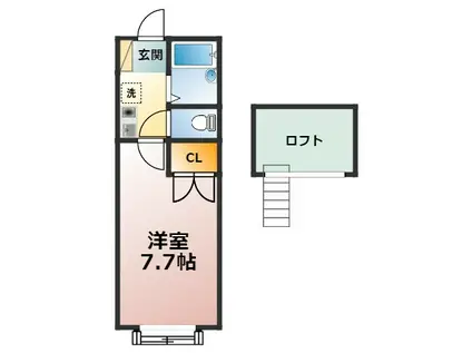 シェリール・ミニA(1K/1階)の間取り写真