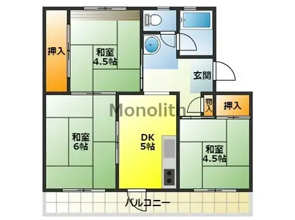 光明台29号棟(3DK/3階)の間取り写真