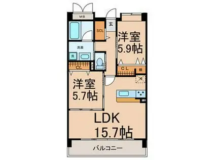 URBAN GREY(2LDK/2階)の間取り写真