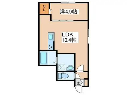 ALPHA豊平公園(1LDK/2階)の間取り写真