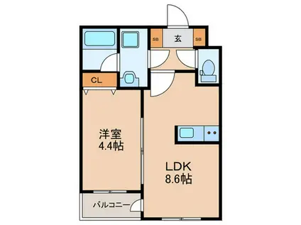 GRANZ 六ツ門(1LDK/3階)の間取り写真