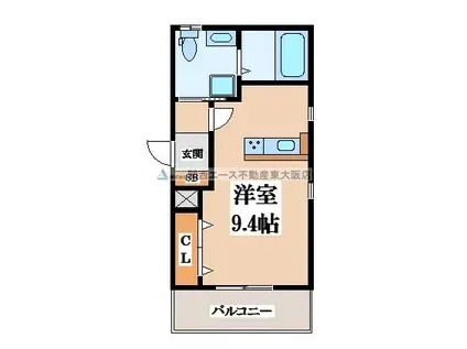 MSコート松原(1K/2階)の間取り写真