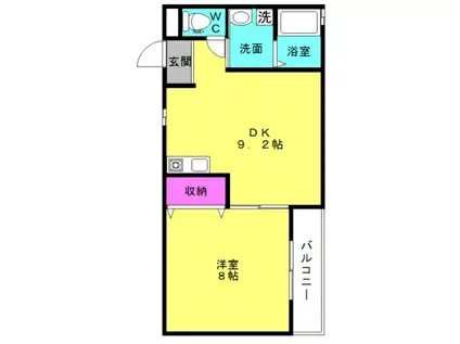 トラスティ本町1(1DK/1階)の間取り写真