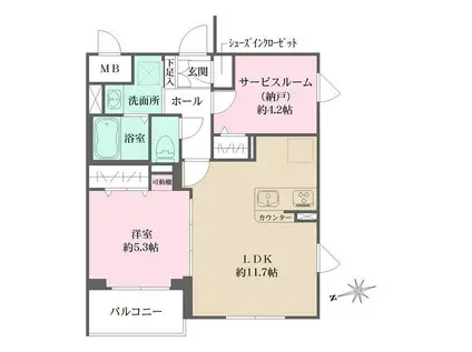 ラペルラ桜新町(1SLDK/2階)の間取り写真