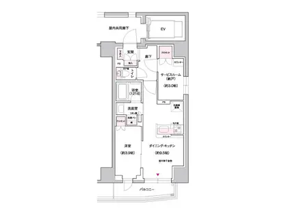 ジェイグランコート上野入谷(1SLDK/4階)の間取り写真