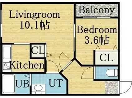 コローレプリーモ(1LDK/1階)の間取り写真