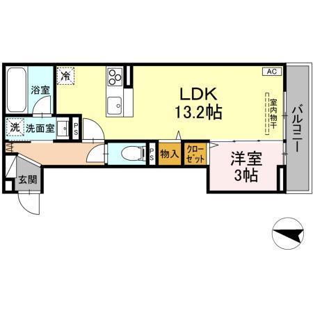 ベルヴィオラ西深津(1LDK/2階)の間取り写真