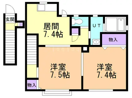 片岡ハイツC(2DK/2階)の間取り写真