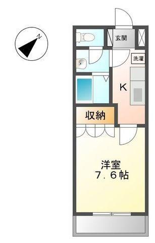 チェリーブロッサム(1K/2階)の間取り写真