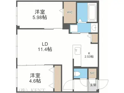 S-RESIDENCE琴似II(2LDK/4階)の間取り写真