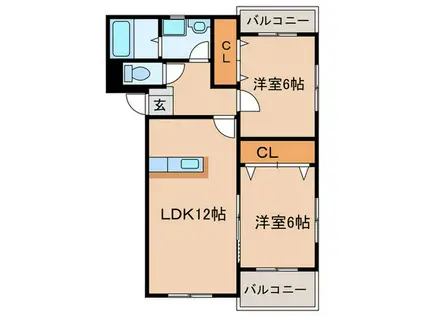 プレステージF(2LDK/2階)の間取り写真