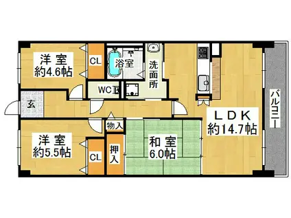 学園シティコート(3LDK/17階)の間取り写真