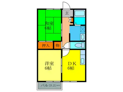 レジデンス東多田(2DK/2階)の間取り写真