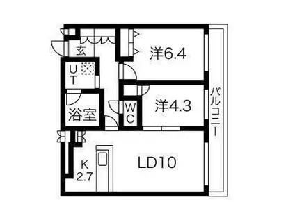 S-RESIDENCE桑園イースト(2LDK/4階)の間取り写真