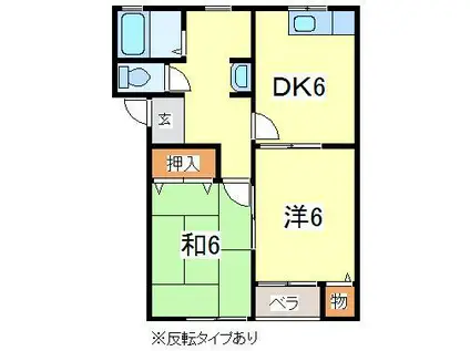 マーブルF(2DK/2階)の間取り写真