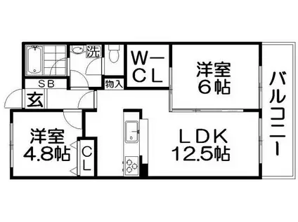 レーベン・くすのき(2LDK/4階)の間取り写真