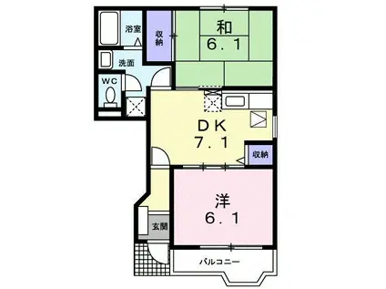 カリーノII(2DK/1階)の間取り写真