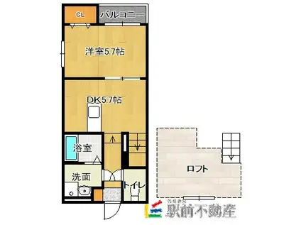 QUATRE COULEUR(1DK/1階)の間取り写真