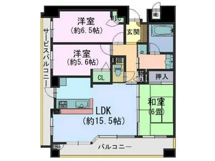 パデシオン六角堀川東(3LDK/11階)の間取り写真