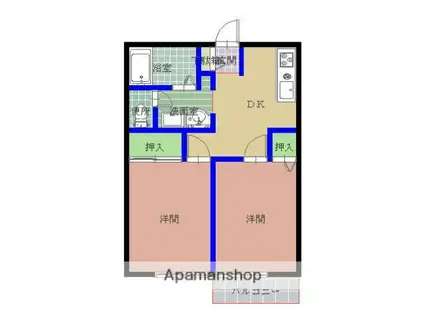 ウィンベルコーラス(2DK/2階)の間取り写真