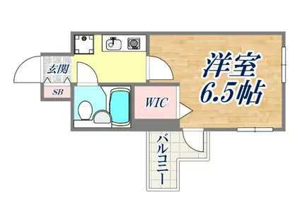 エスリード三宮第2(1K/6階)の間取り写真