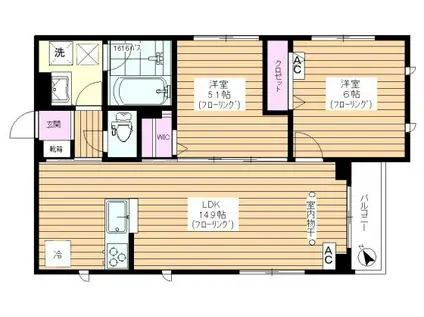 モノリス(2LDK/3階)の間取り写真