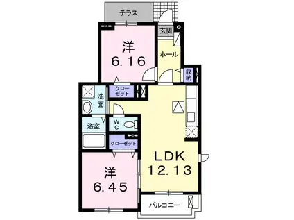 プロムナード高田A(2LDK/1階)の間取り写真