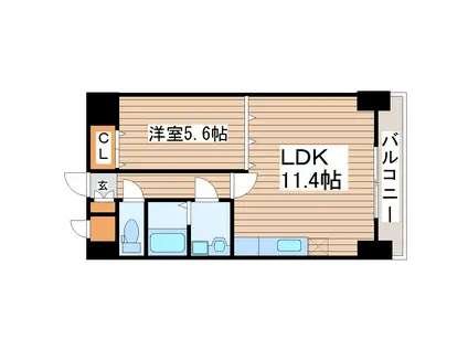 県庁前レジデンス(1LDK/9階)の間取り写真
