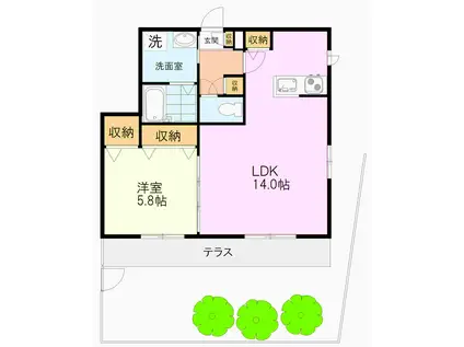 プラネット(1LDK/2階)の間取り写真