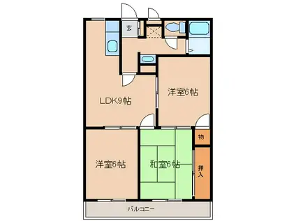 ラフィーネ稲垣(3LDK/2階)の間取り写真