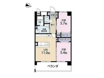 フェリスコート(2LDK/2階)の間取り写真