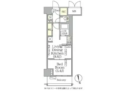 ザ・パークハビオ神楽坂レジデンスサウス(1LDK/6階)の間取り写真