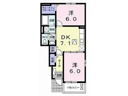 グラン ドミール(2DK/1階)の間取り写真