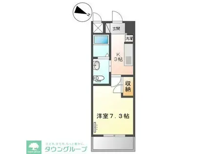 ヒーリングカーサII(1K/1階)の間取り写真