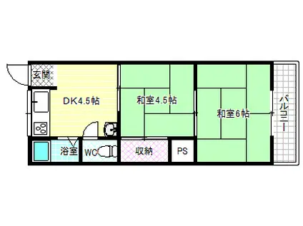 鉄本グリーンハイツ(2DK/1階)の間取り写真