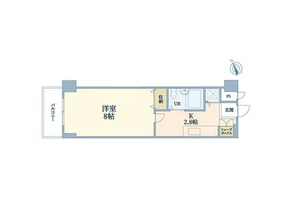 アドメゾン立川(1K/2階)の間取り写真