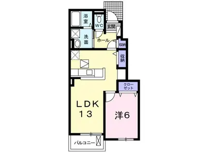 メゾンベルデ B(1LDK/1階)の間取り写真