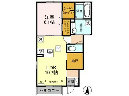 シャイニーコートII(1LDK/1階)の間取り写真